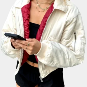 Scarlet And Sam Bomber White Jacket For Sale