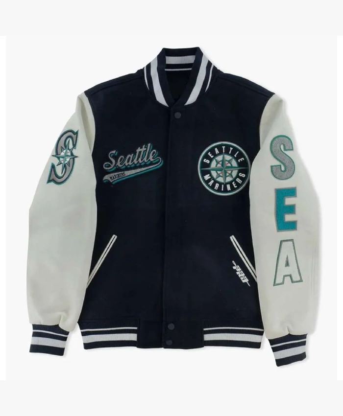 Seattle Mariners Script Tail Letterman Varsity Jacket