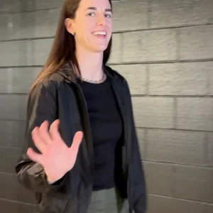 Shop Caitlin Clark Fever vs Liberty Black Knight Stamp Jacket