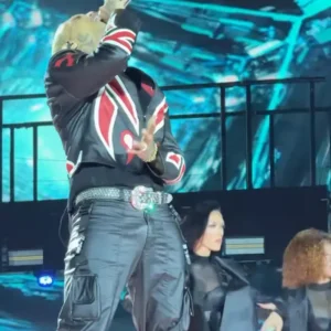 Shop Chris Brown The R&B Tour Toronto Red And Black Leather Jacket