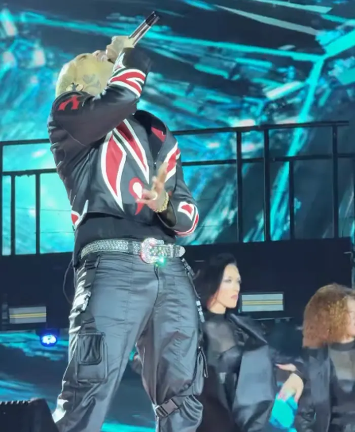 Shop Chris Brown The R&B Tour Toronto Red And Black Leather Jacket