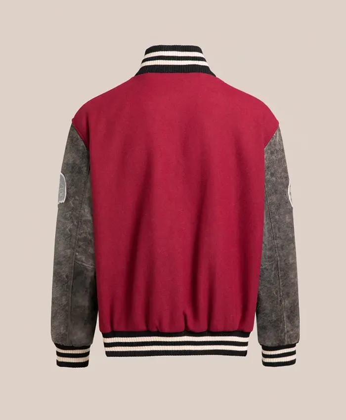 Shop Found Crimson Letterman Varsity Jacket