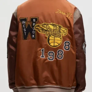 Shop Jordan X Honor The Gift Westbrook Brown Varsity Jacket