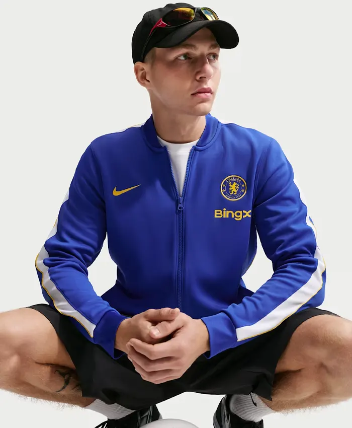 Shop Men’s Chelsea Nike Strike Dri-FIT Blue Track Jacket