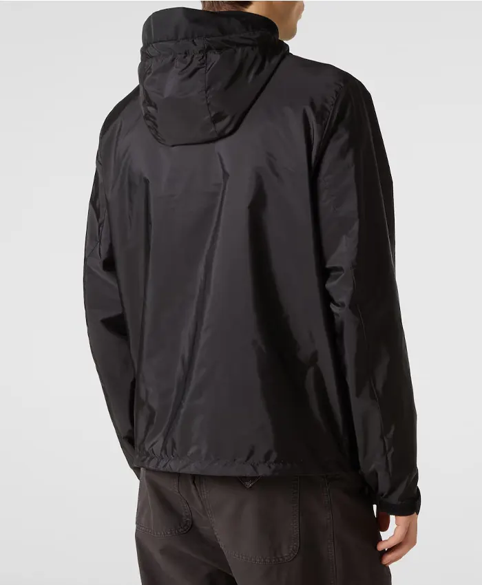 Shop Men’s Prada Black Nylon Hooded Windbreaker Jacket