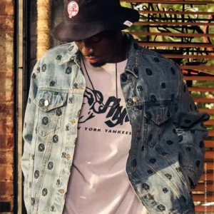 Shop NY Yankees Embroidered Denim Trucker Jacket