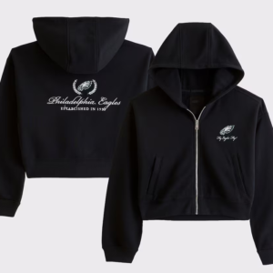 Shop Philadelphia Eagles Abercrombie & Fitch Black Full-Zip Hooded Jacket