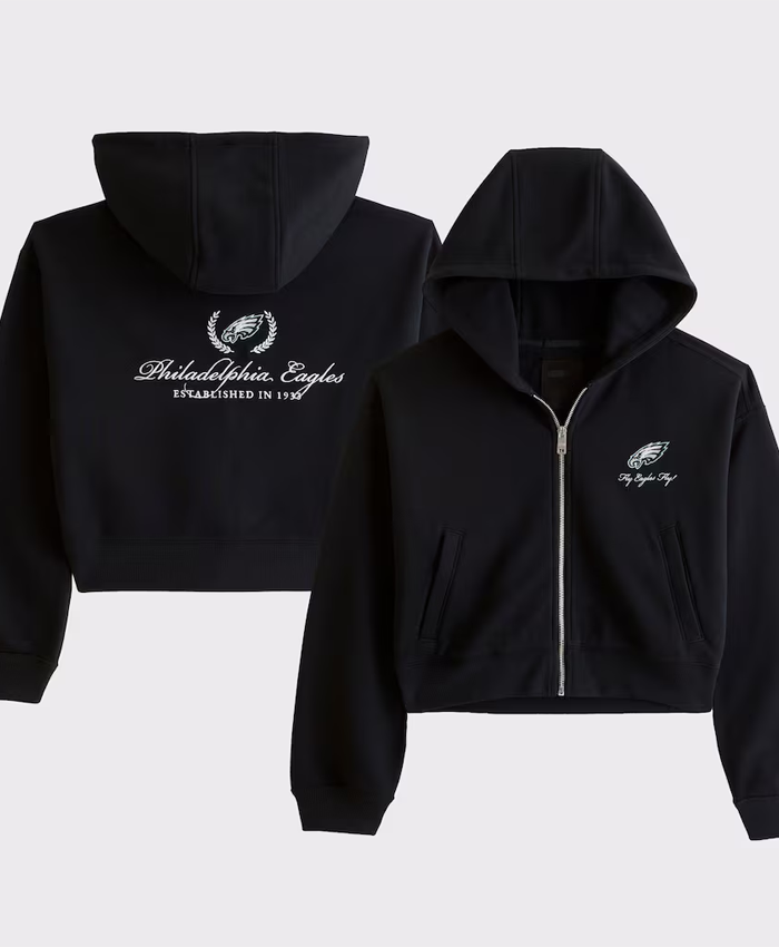 Shop Philadelphia Eagles Abercrombie & Fitch Black Full-Zip Hooded Jacket