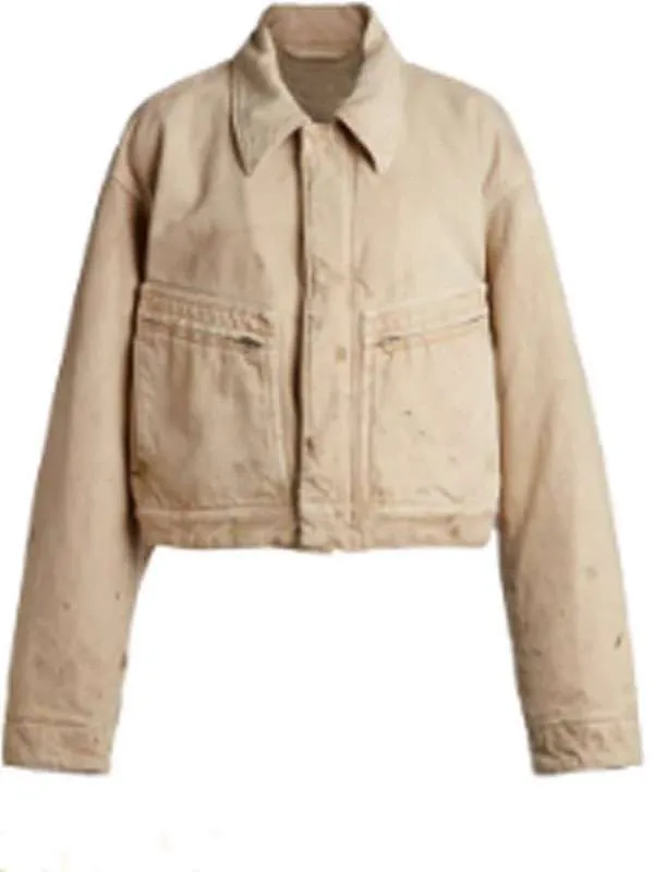 Shop Rihanna NYC 2026 Cropped Tan Jacket