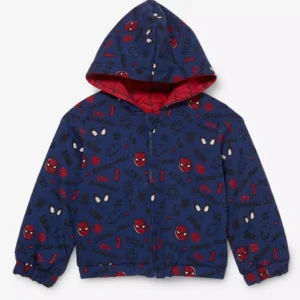 Shop Spider Man Red and Navy Blue Hooded Jacket