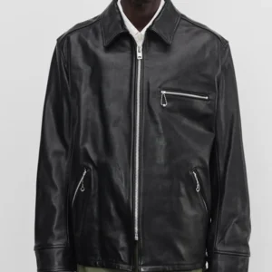 Shop Stüssy x Junya Watanabe Black Zip Leather Jacket
