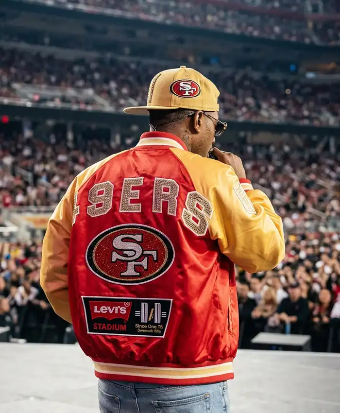 Shop Usher Live Performance Levi’s x 49ers Bomber Jacket