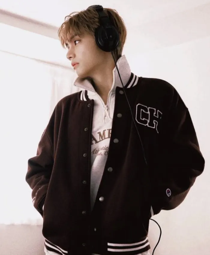 Shop V True Champion Brown Varsity Jacket
