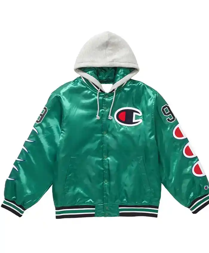 Shop Varsity Supreme Champion Satin Jacket with Hood