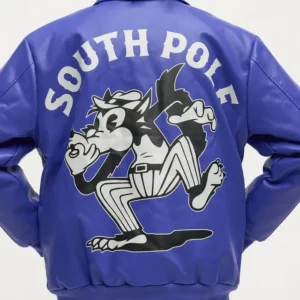 Southpole Midnight Riot Royal Leather Bomber Varsity Jacket For Sale