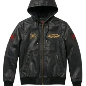 Spider Man Brand New Day Hooded Leather Jacket For Sale