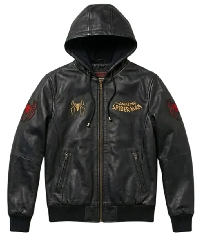 Spider Man Brand New Day Hooded Leather Jacket For Sale