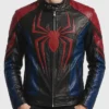 Spider-Man Cosplay Black Red Blue Biker Leather Jacket