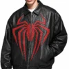 Spider-Man Inspired Oversized Black Leather Bomber Jacket