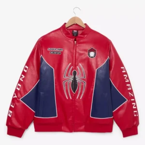 Spider Man Red Leather Moto Jacket