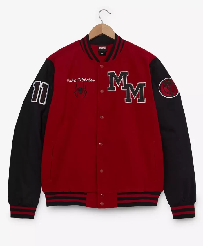 Spider Man Red and Black Wool Varsity Jacket