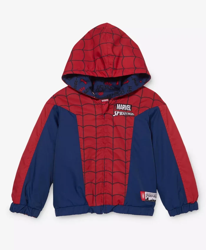 Spider Man Red and Navy Blue Hooded Jacket