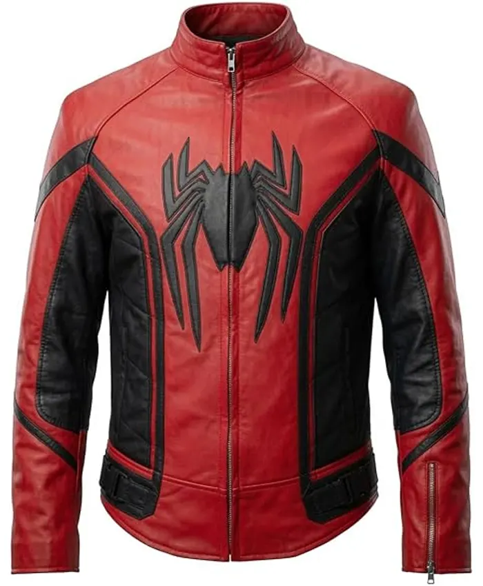 Spider Red and Black Leather Jacket