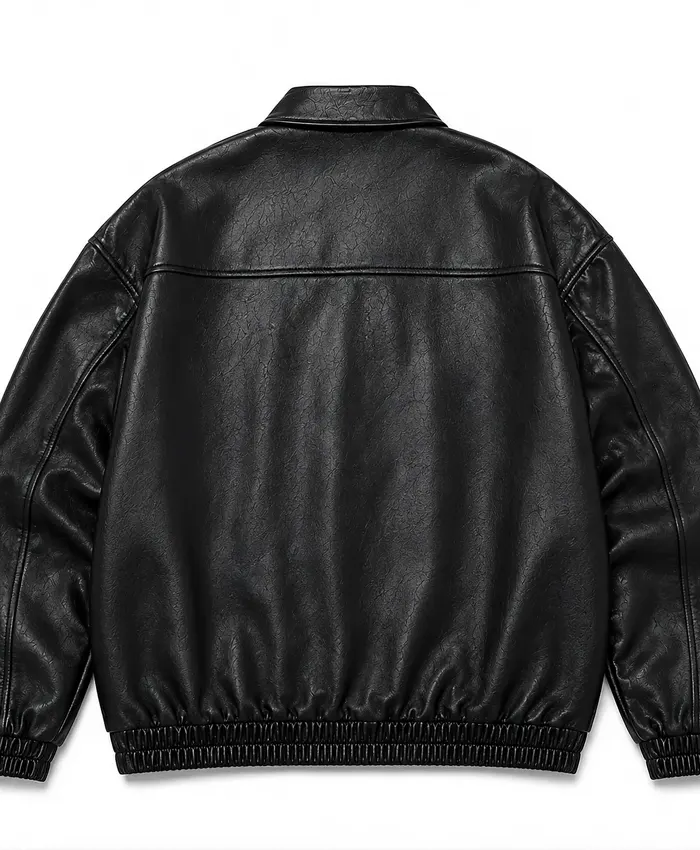 SpiderMan Oversized Leather Black Bomber Jacket For Sale