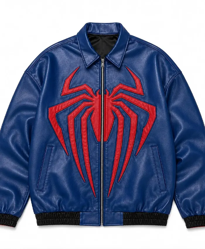 SpiderMan Oversized Leather Bomber Jacket