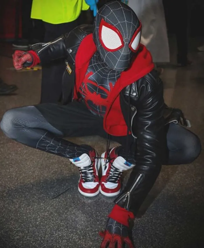 Spiderman Black Miles Morales Biker Jacket