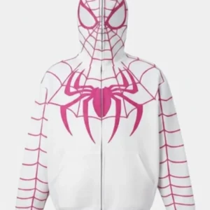 Spiderman White Hoodie Full ZIP Up