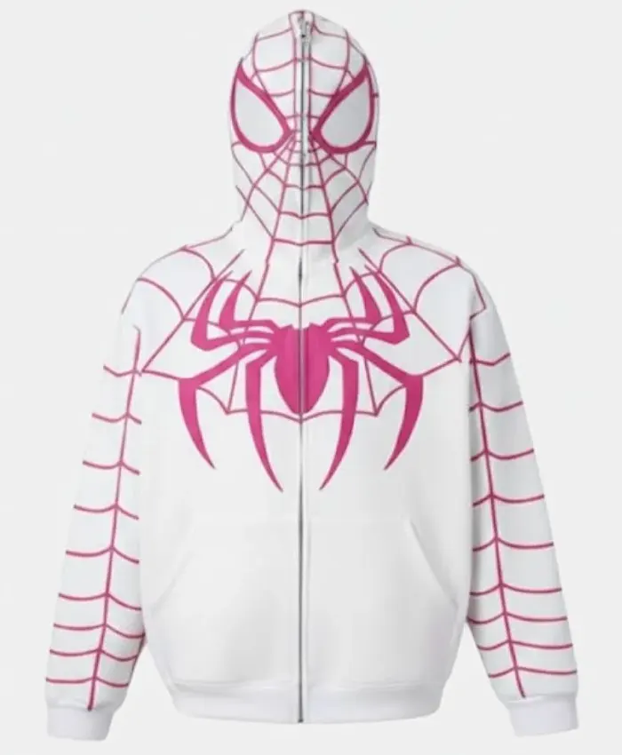 Spiderman White Hoodie Full ZIP Up