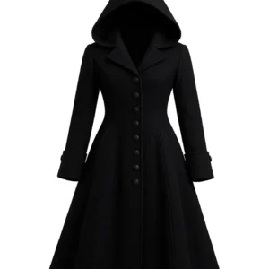 Steampunk Halloween Gothic Wool Coat With Hood