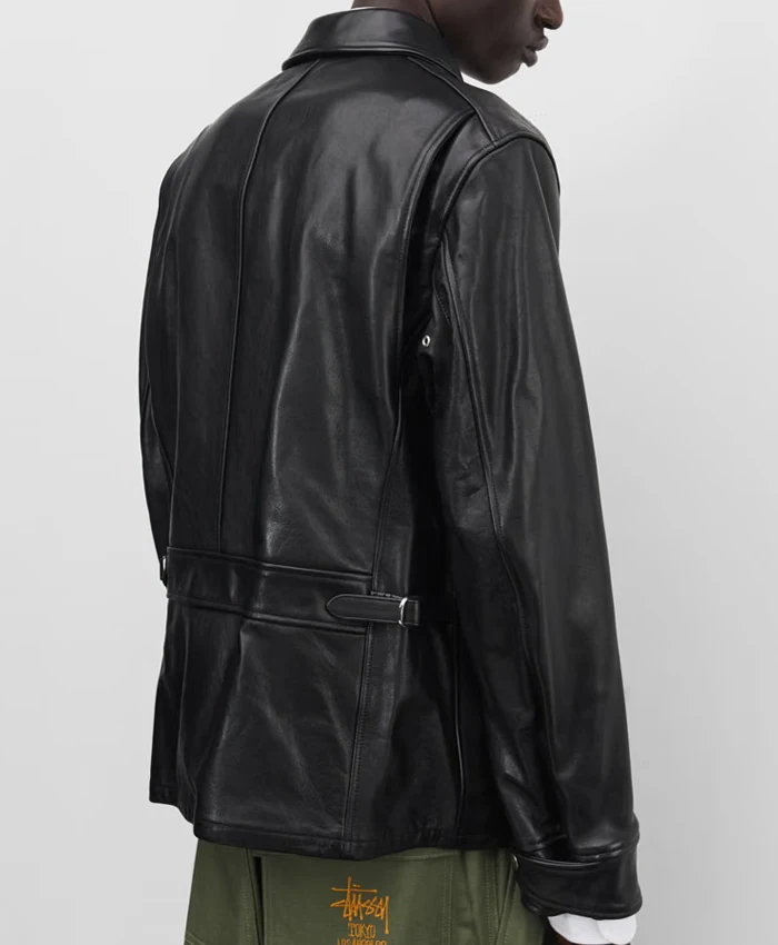 Stüssy x Junya Watanabe Black Zip Leather Jacket Shop Now