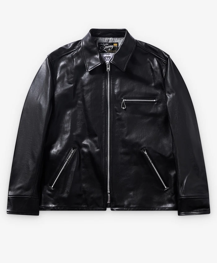 Stüssy x Junya Watanabe Black Zip Leather Jacket