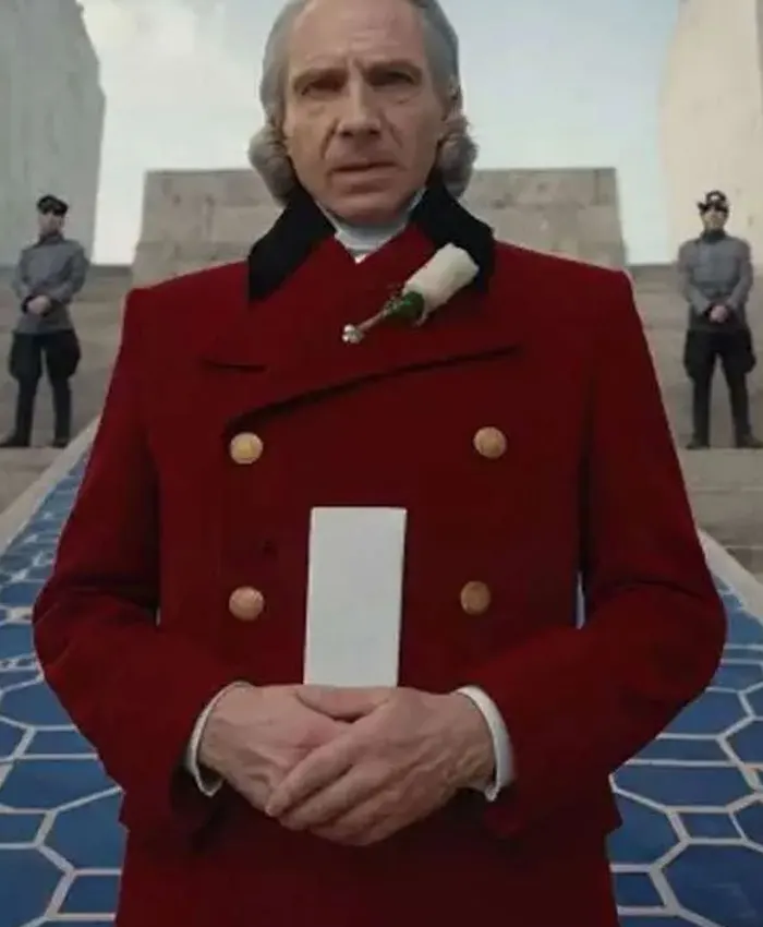 Sunrise on the Reaping 2026 Ralph Fiennes Red Coat