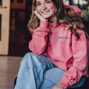 Sunset Surf Coral Hibiscus pink Hoodie