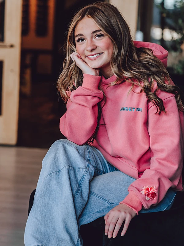 Sunset Surf Coral Hibiscus pink Hoodie