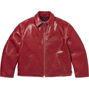 Supreme x Schott 2026 Distressed Red Leather Jacket