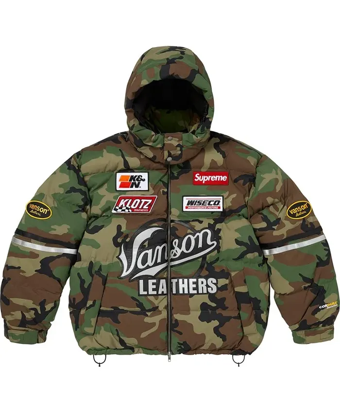 Supreme x Vanson 2026 Woodland Camo Cordura Down Jacket