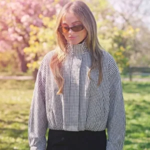 TOWIE S37 Courtney Green Checkered Bomber Jacket