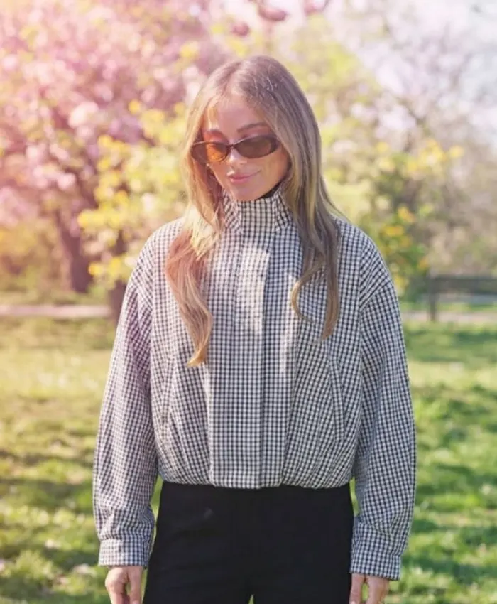 TOWIE S37 Courtney Green Checkered Bomber Jacket