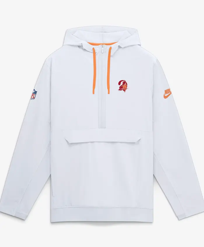 Tampa Bay Buccaneers Nike Sideline White Anorak Half-Zip Hooded Jacket