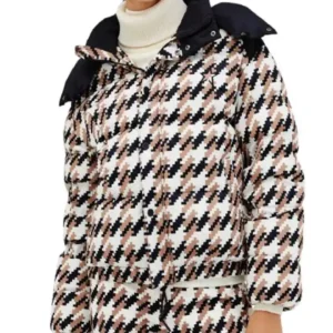The Traitors US S4 Caroline Stanbury Houndstooth Puffer Jacket For Sale