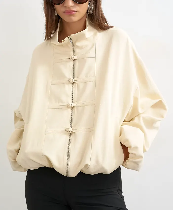 Topshop Bomber Mandarin Collar Jacket