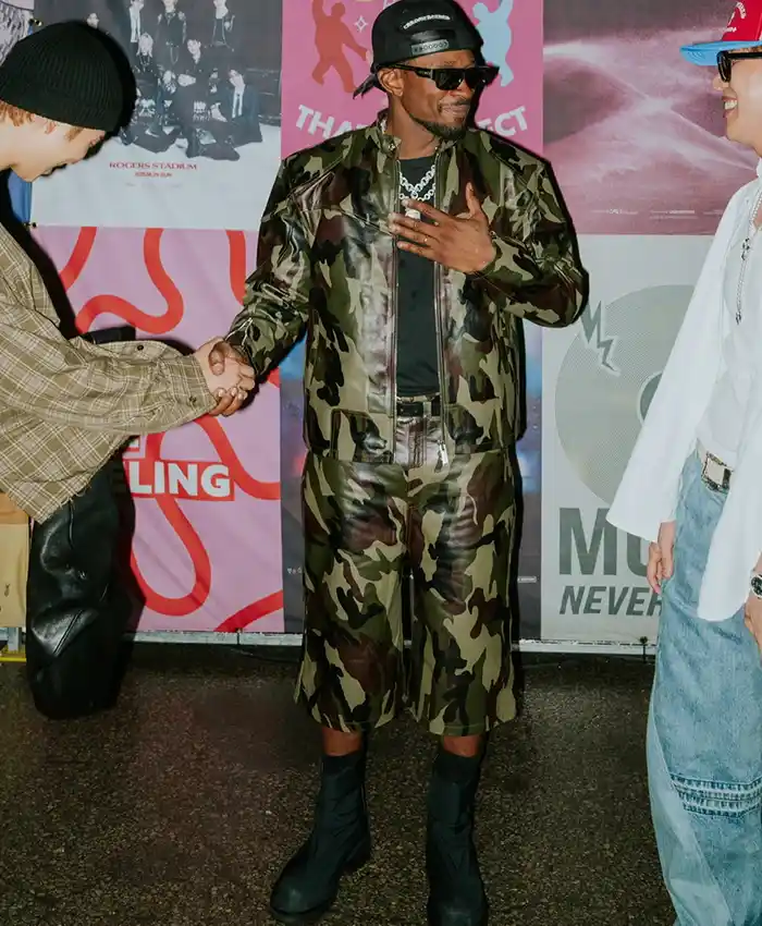 Usher x BTS R&B Tour Camo Moto Leather Jacket