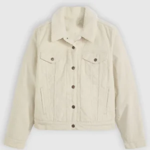 Women Levi’s White Sherpa Denim Trucker Jacket