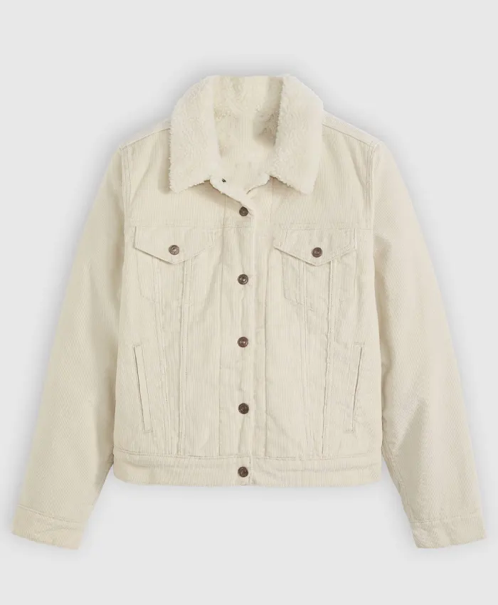 Women Levi’s White Sherpa Denim Trucker Jacket