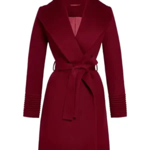 Women Sarah Rafferty Maroon Wrap Trench Coat