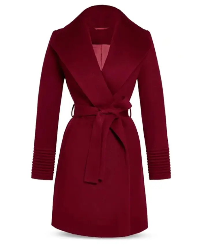 Women Sarah Rafferty Maroon Wrap Trench Coat